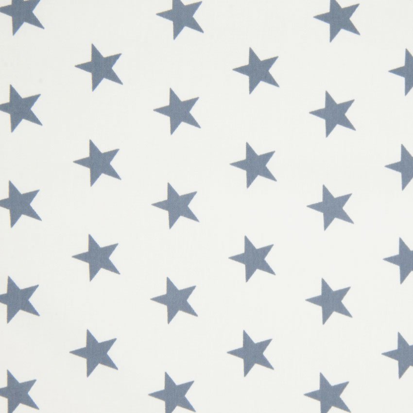 Tissu Popeline Coton Blanc Etoiles grises
