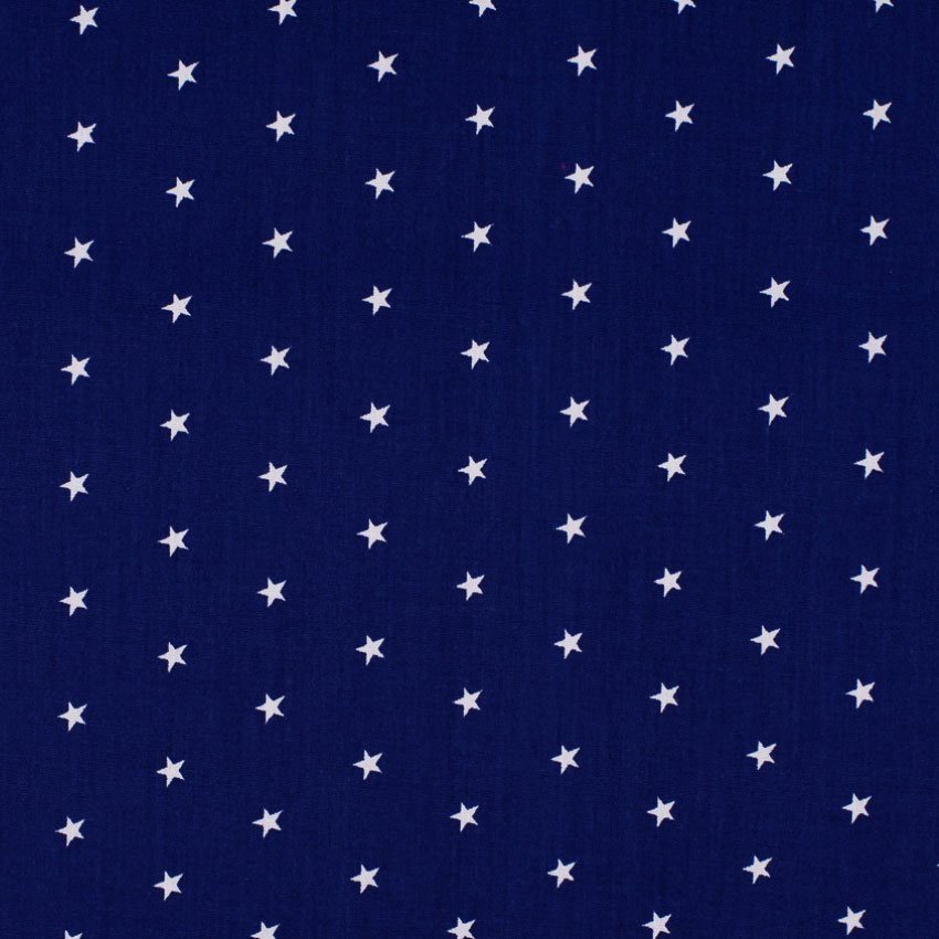 Tissu Popeline Coton Bleu marine Etoiles blanches