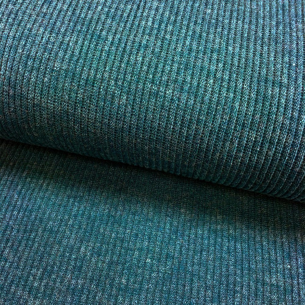 Tissu Maille pull cotelé Turquoise