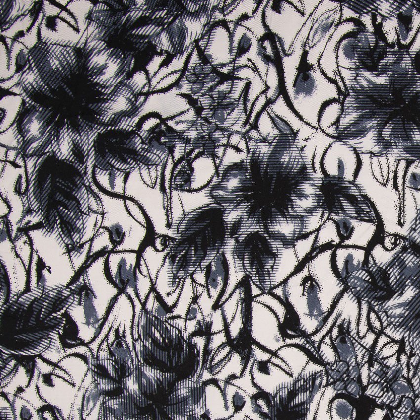 Tissu Viscose sergé imprimé Jennia Noir
