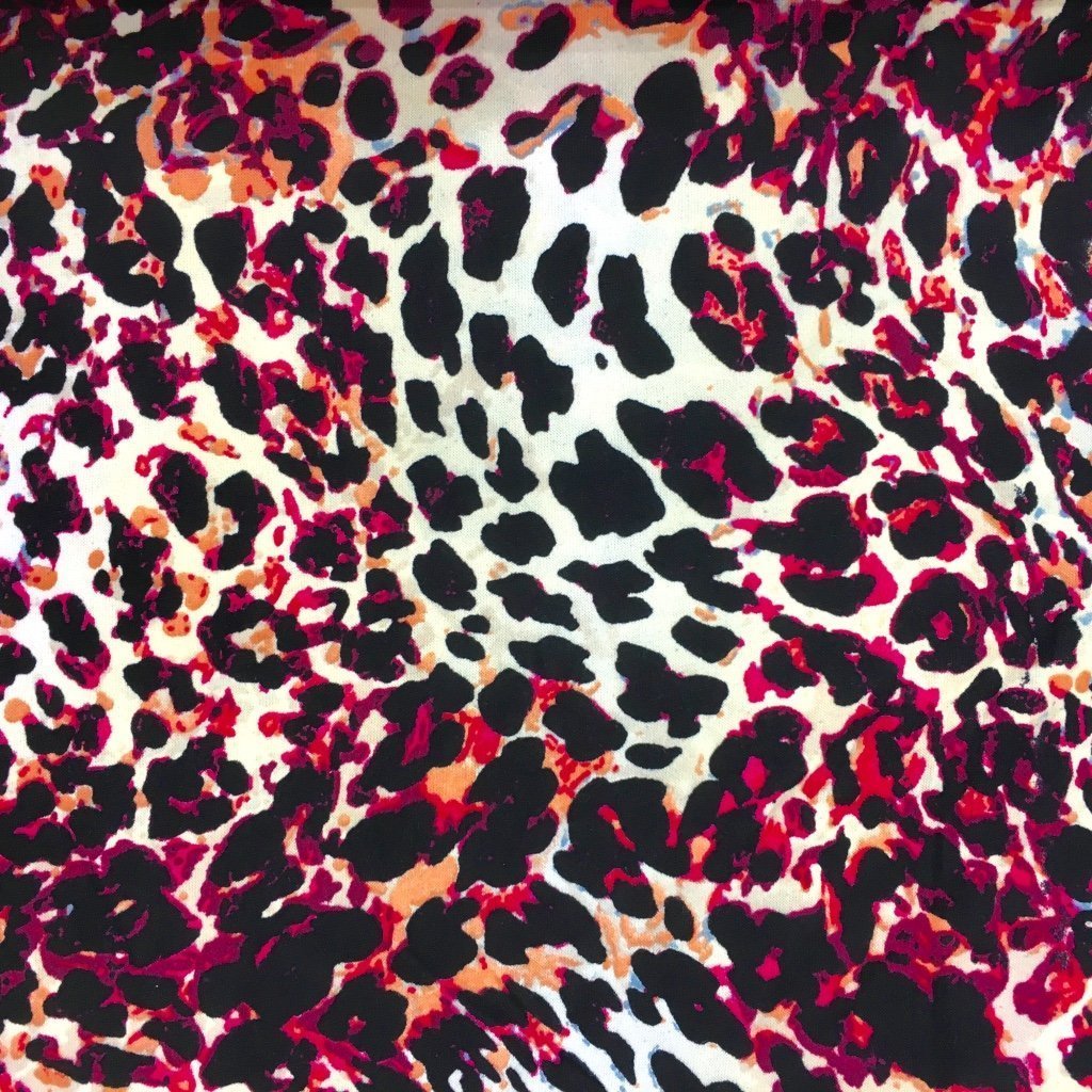 Tissu Maille jersey Motif animal noir gris et rose