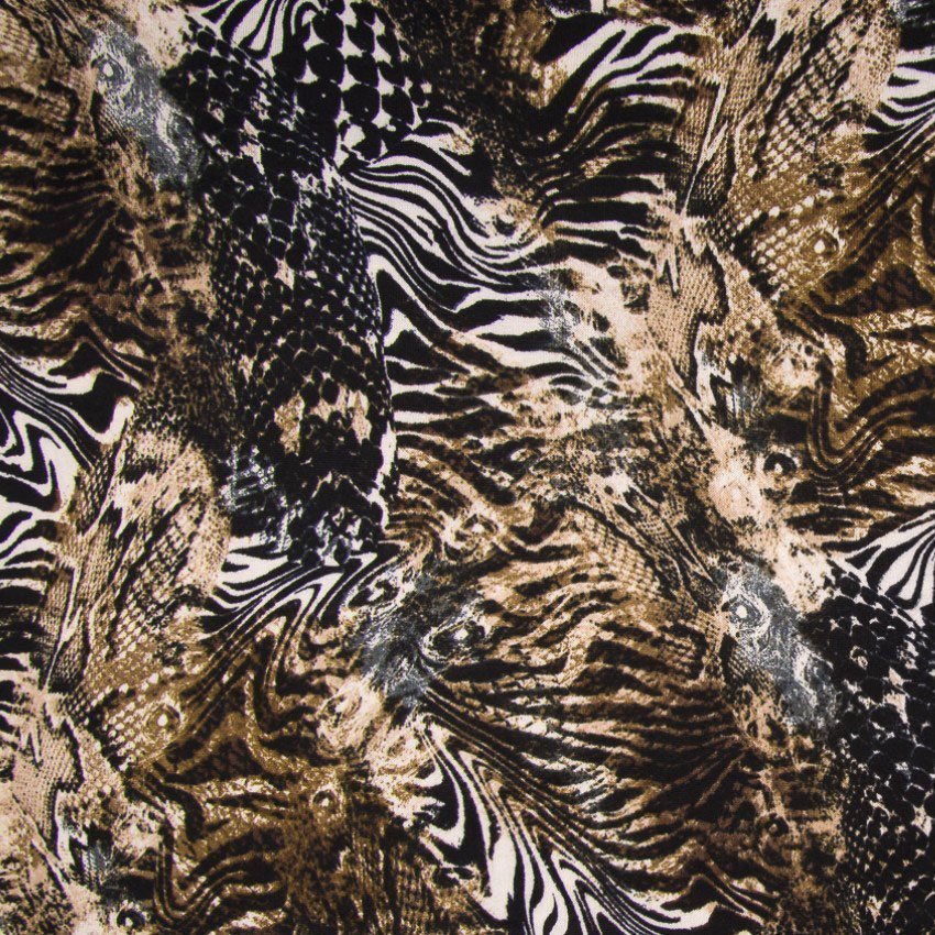 Tissu Jersey Viscose imprimé Junglia Beige