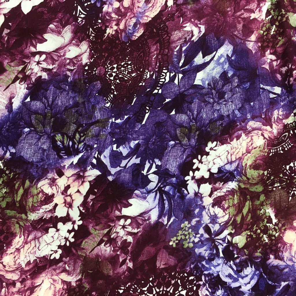 Tissu Jersey Violet Fleurs fuchsia