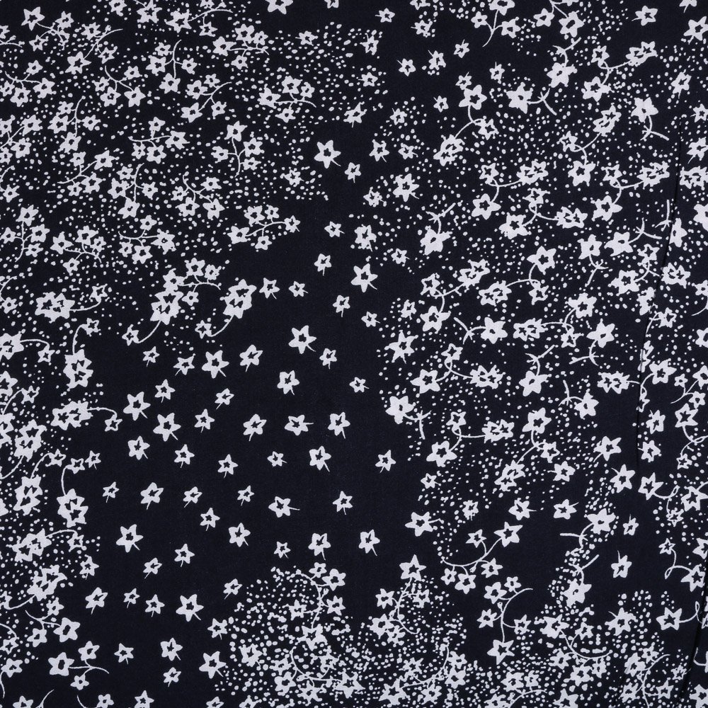 Tissu Viscose légère Marine Petites fleurs Blanches