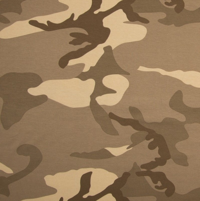 Tissu Jersey coton Camouflage Marron