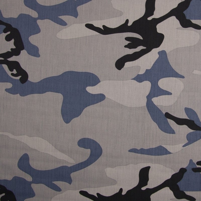 Tissu Jersey coton Camouflage Bleu