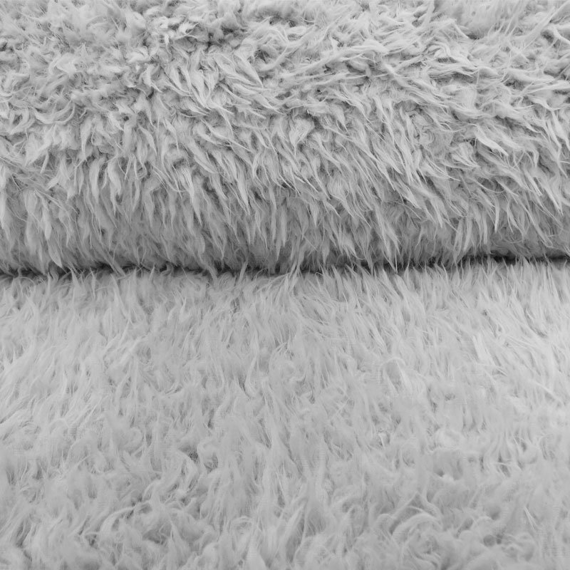 Tissu Fausse fourrure fantaisie longs poils Gris clair