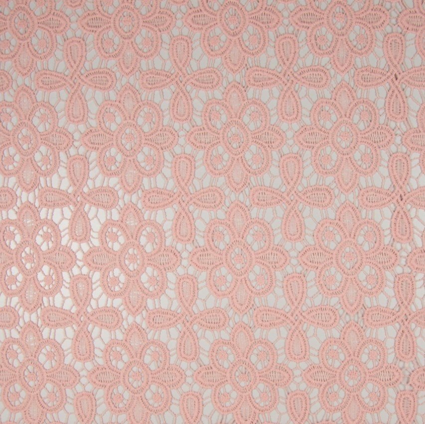 Tissu Dentelle crochet Rose pâle