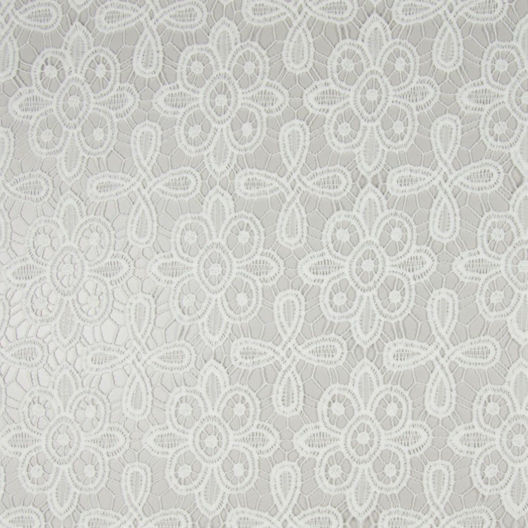 Tissu Dentelle crochet Blanc