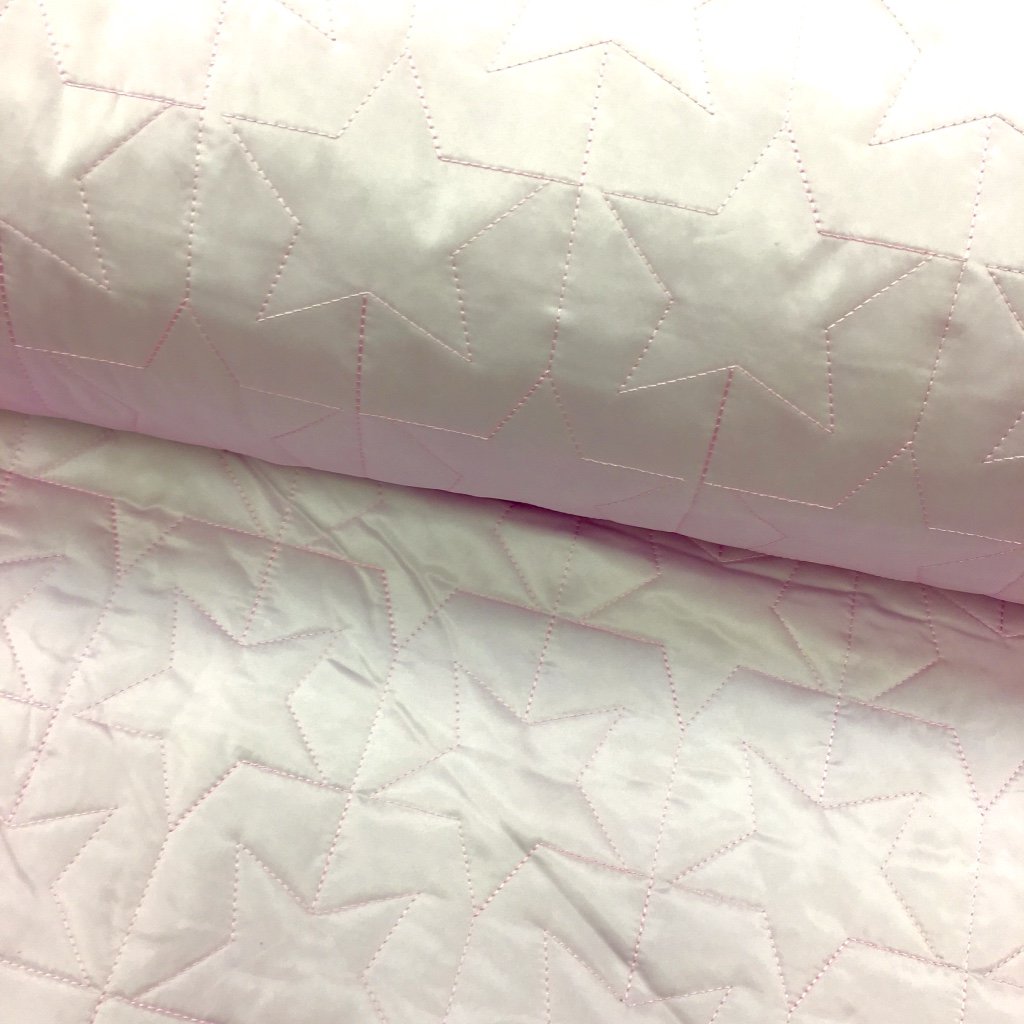 Tissu Doudoune été Rose Etoiles