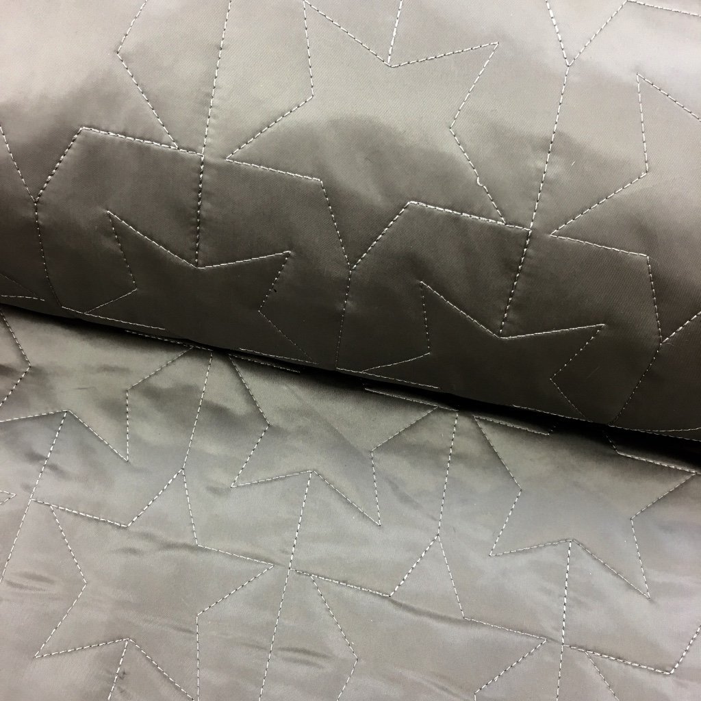 Tissu Doudoune été Taupe Etoiles