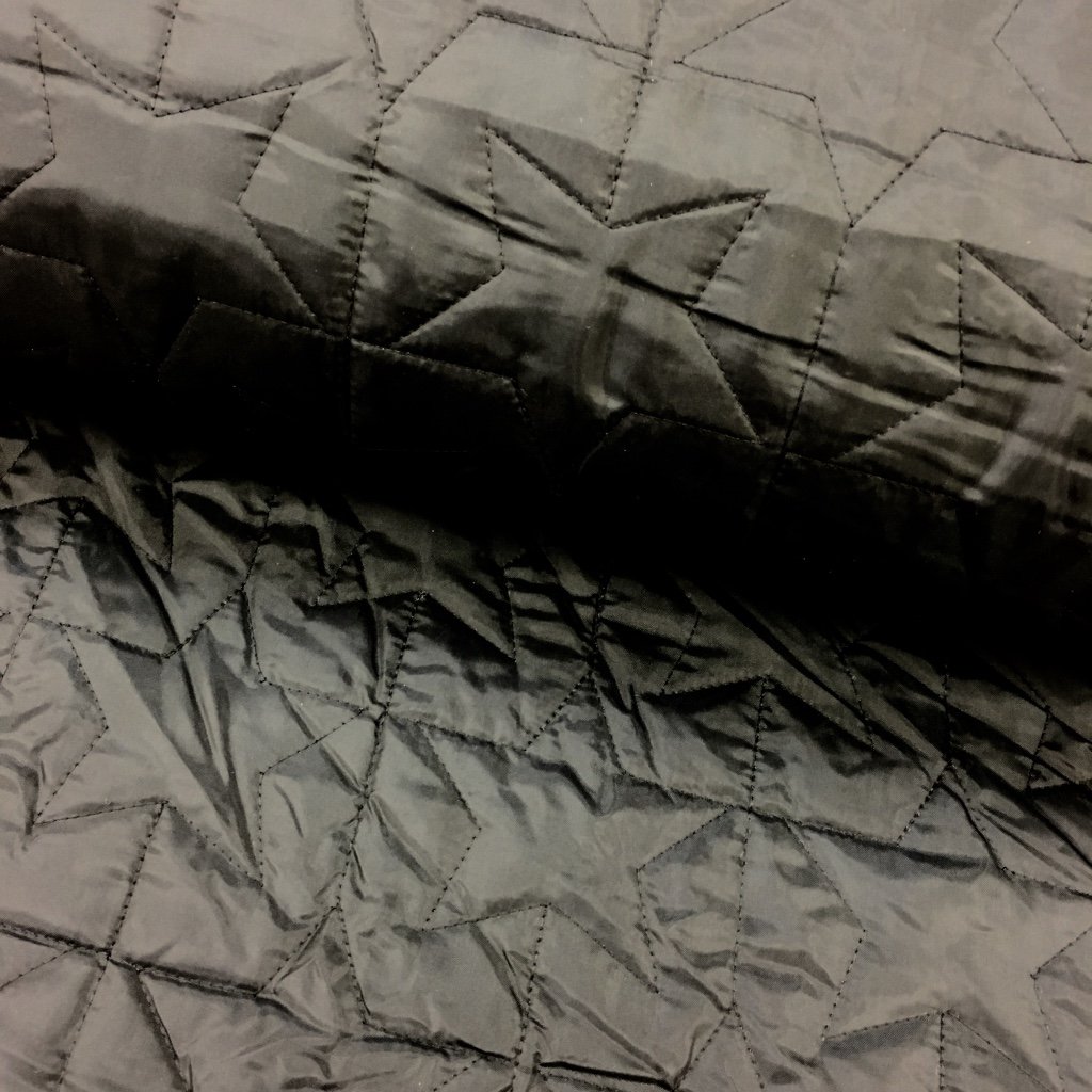 Tissu Doudoune été Noir Etoiles