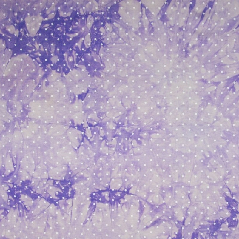 Tissu Jersey viscose Mauve Tie and dye à pois Blancs
