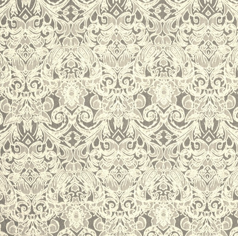 Tissu Denim stretch Gris beige Fleurs Blanches