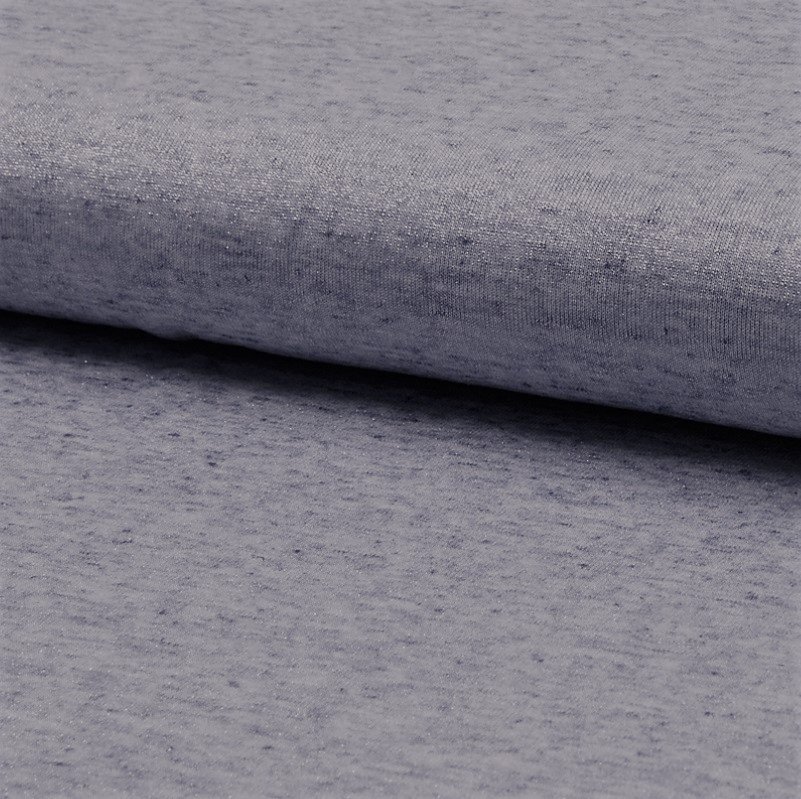 Tissu Jersey viscose et lin Gris chiné Paillettes Argentées