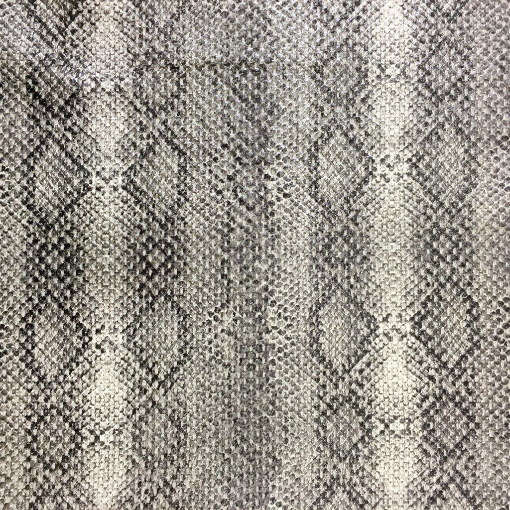 Tissu Simili cuir souple Beige Serpent gris