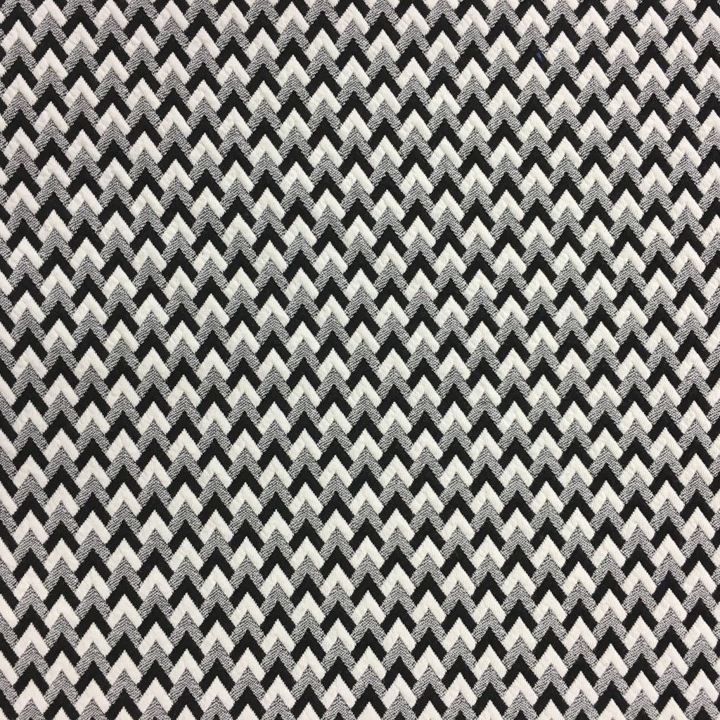 Tissu Maille jersey Noir et blanc Chevrons