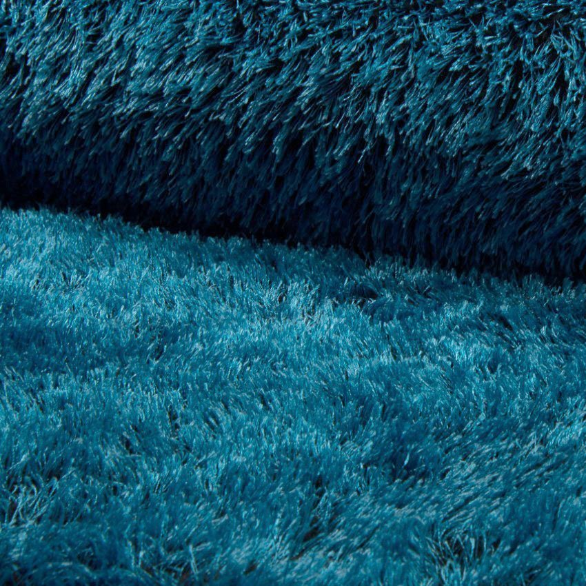 Tissu Fausse fourrure 2 tons Longs poils Bleu pétrole