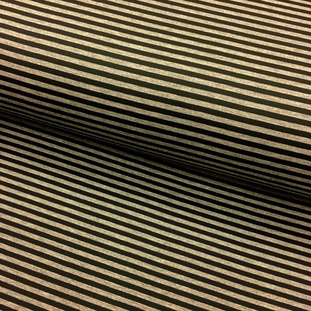 Tissu Néoprène Scuba Noir Rayures Beige