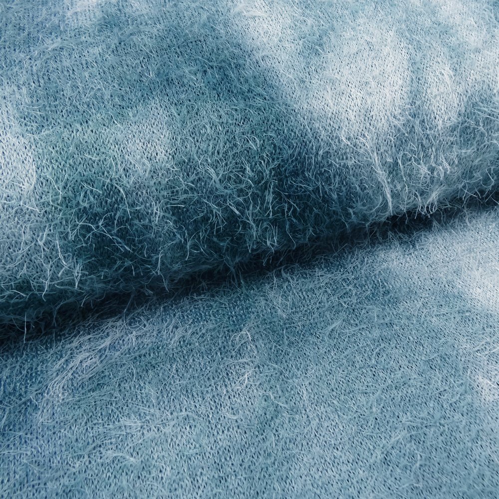 Tissu Maille Tie & Dye Bleu pétrole