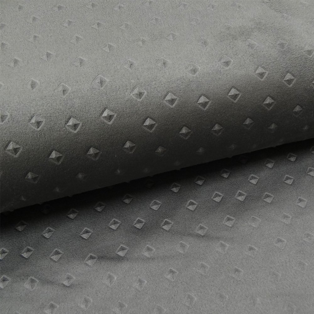 Tissu Suédine Carrés 3D Gris anthracite