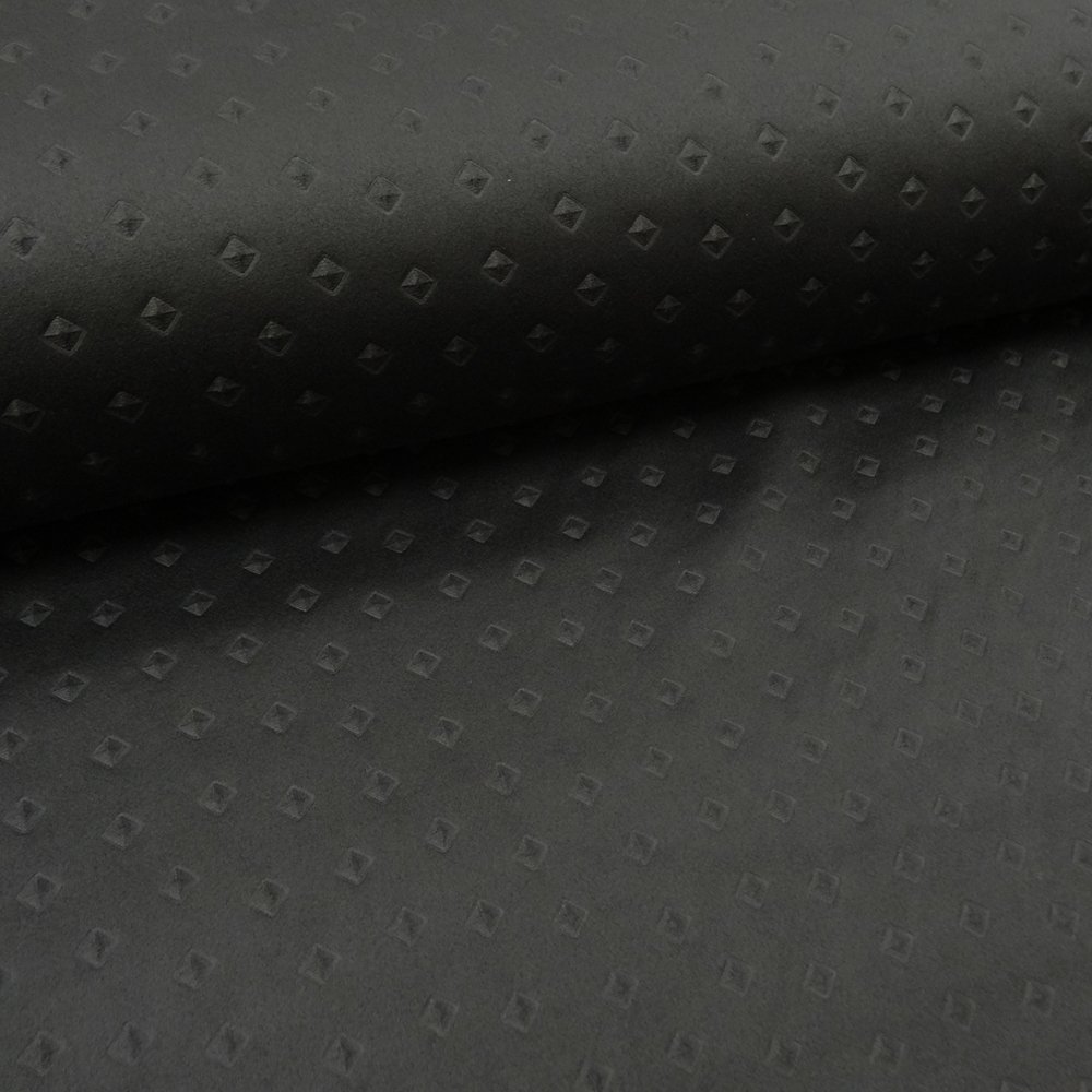 Tissu Suédine Carrés 3D Noir