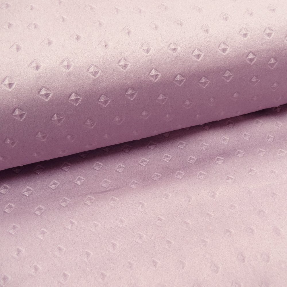 Tissu Suédine Carrés 3D Lilas