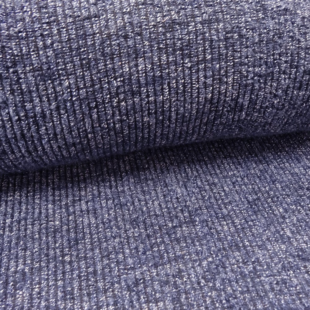 Tissu Maille pull cotelé Marine