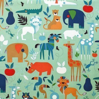 Tissu Alexander Henry Monkey's Bizness Bizou zoo in Turquoise