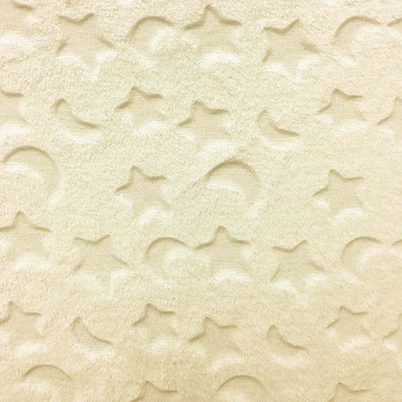 Tissu Minky réversible Gravé Etoiles et lunes Ecru