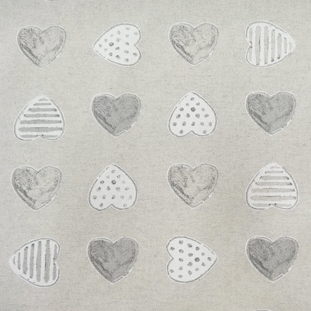 Tissu Enduit Anti Tâches Coeurs Chamade Gris