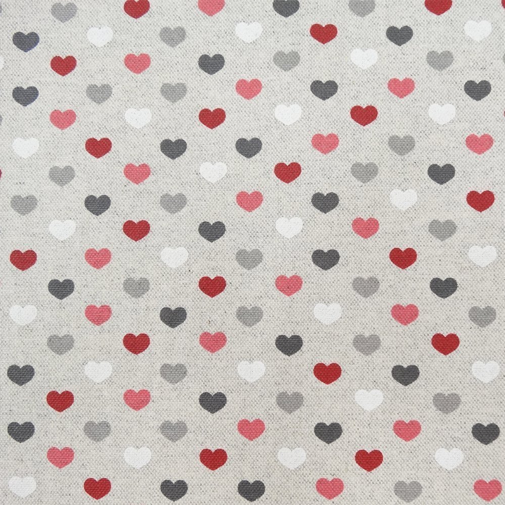 Tissu Enduit Anti Tâches Coeurs Valentine Bordeaux