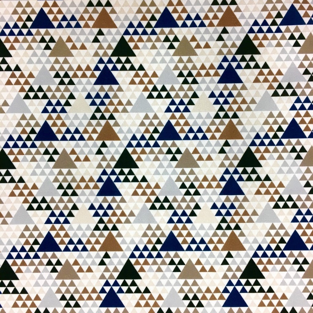 Tissu Coton imprimé Beige Triangles Marron