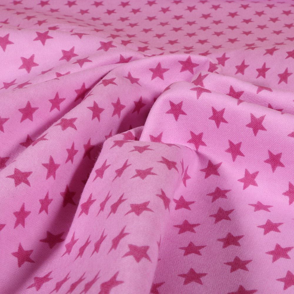 Tissu Flanelle Rose Etoiles Fuschia