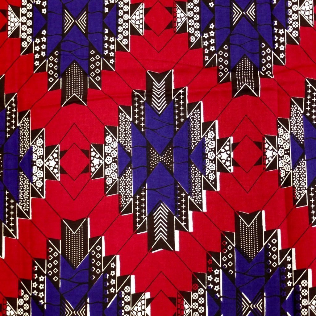 Tissu Wax Africain Rose fuchsia Motifs géométriques violets