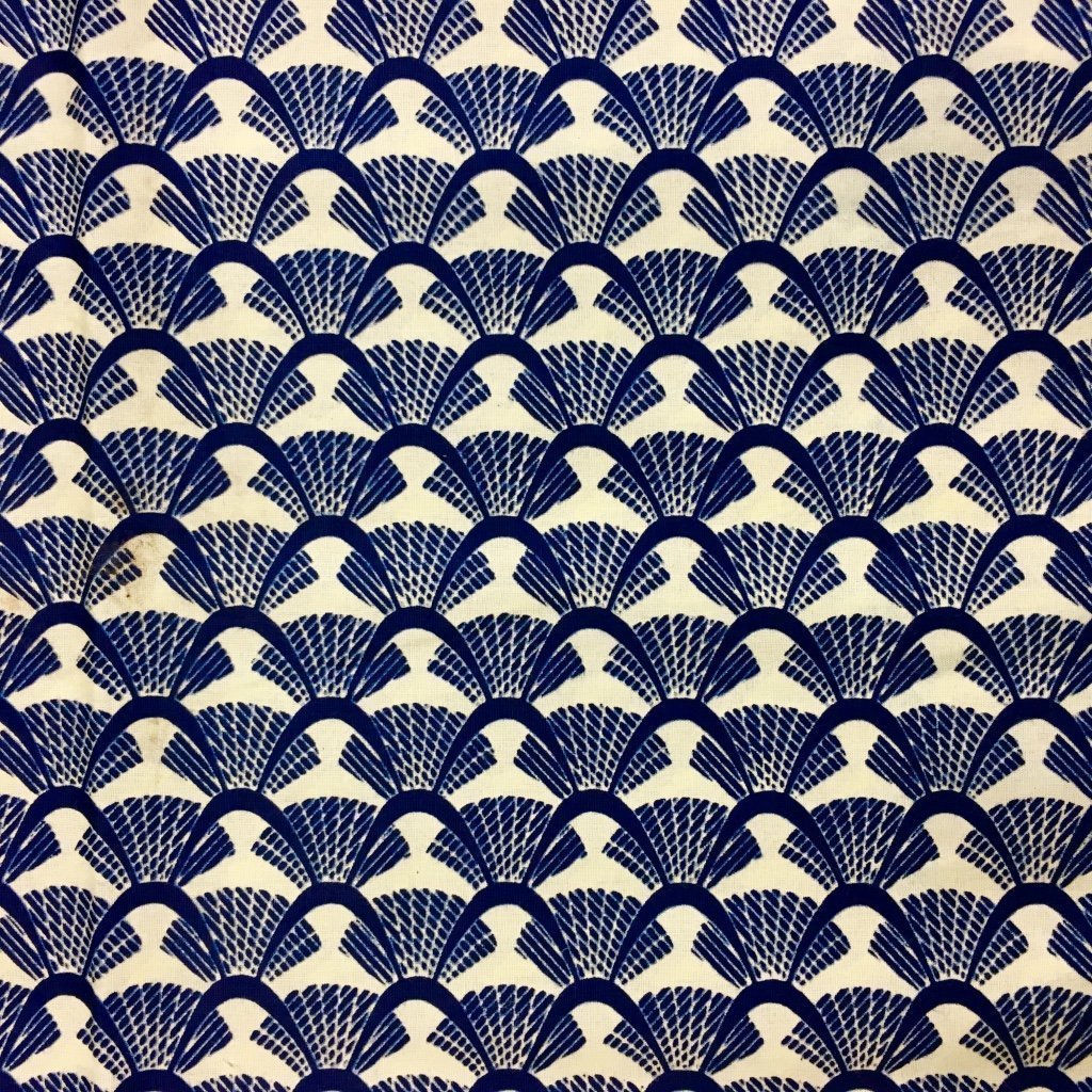 Tissu Wax africain N° 130 Beige Motifs africain Bleu marine