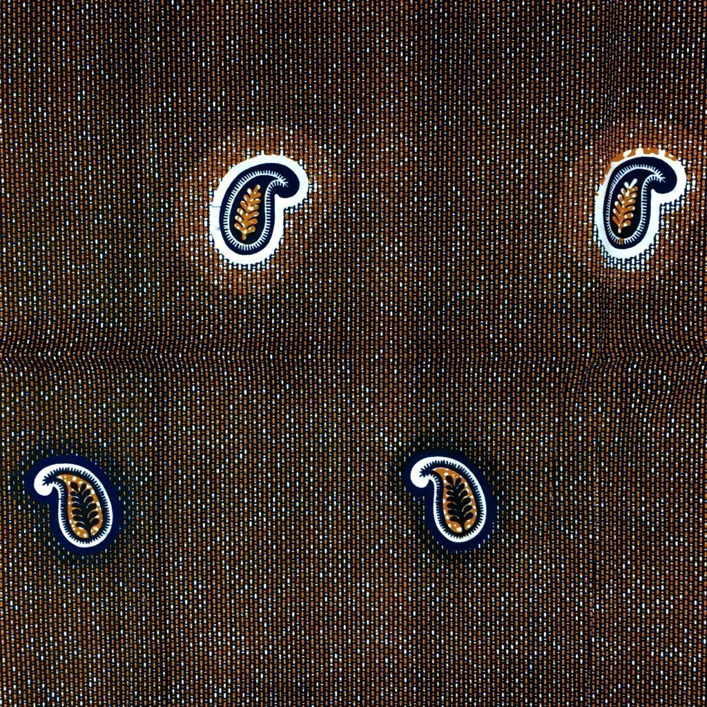 Tissu Wax africain N° 140 Jaune Motifs africain Bleu marine