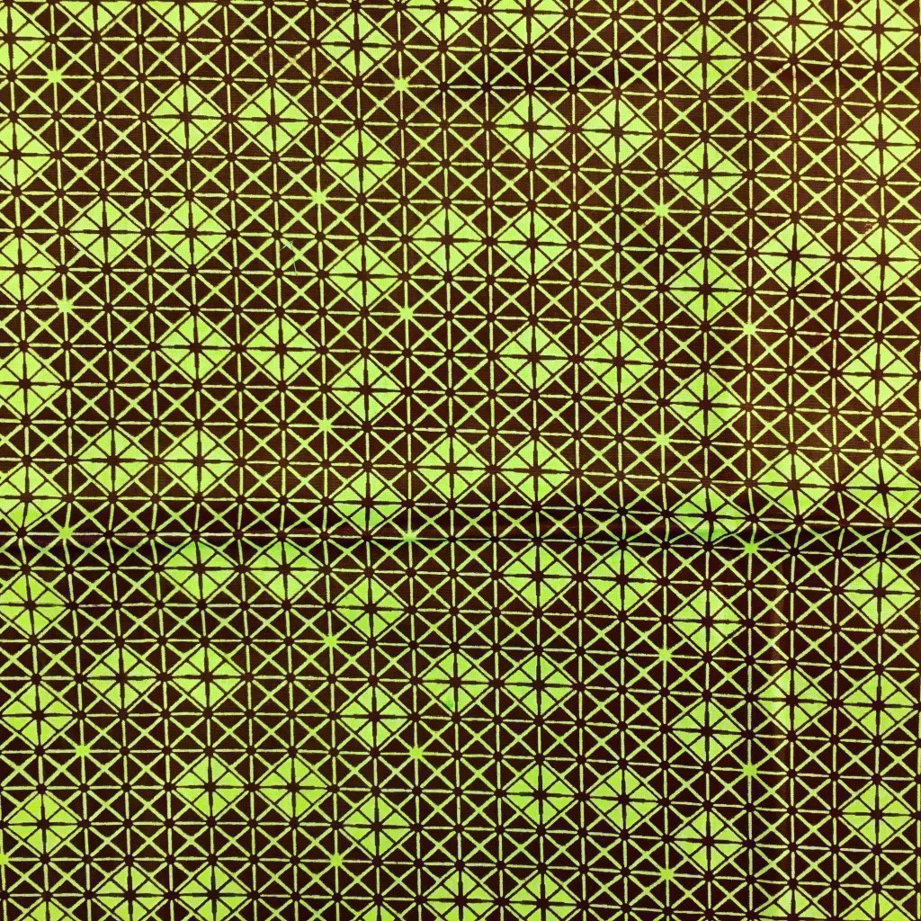 Tissu Wax africain N° 150 Marron Motifs africain Verts