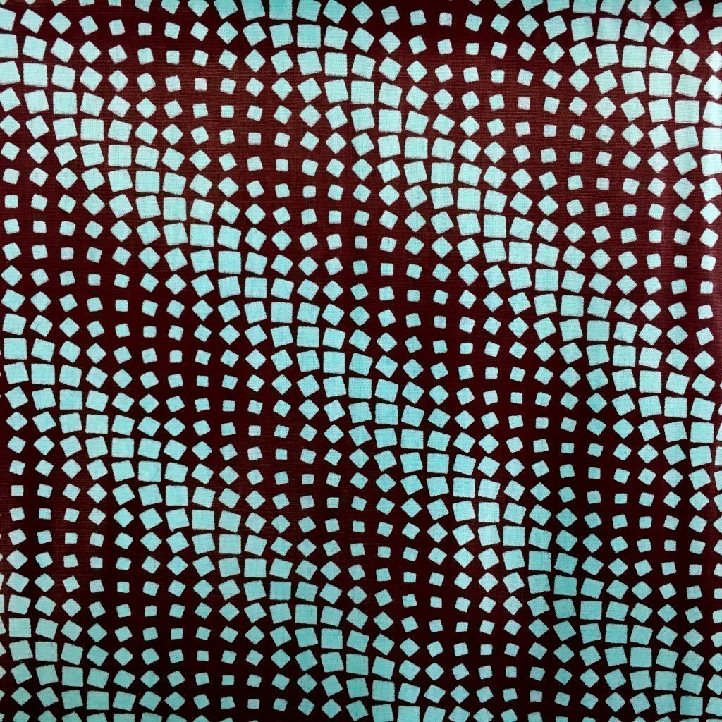 Tissu Wax africain Enduit N° 152 Bleu turquoise Motifs africain Marrons