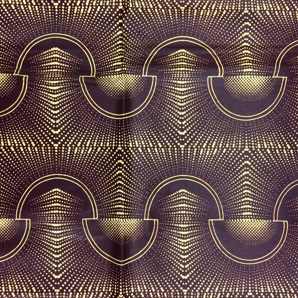 Tissu Wax africain N° 161 Beige Motifs africain Bleu marine