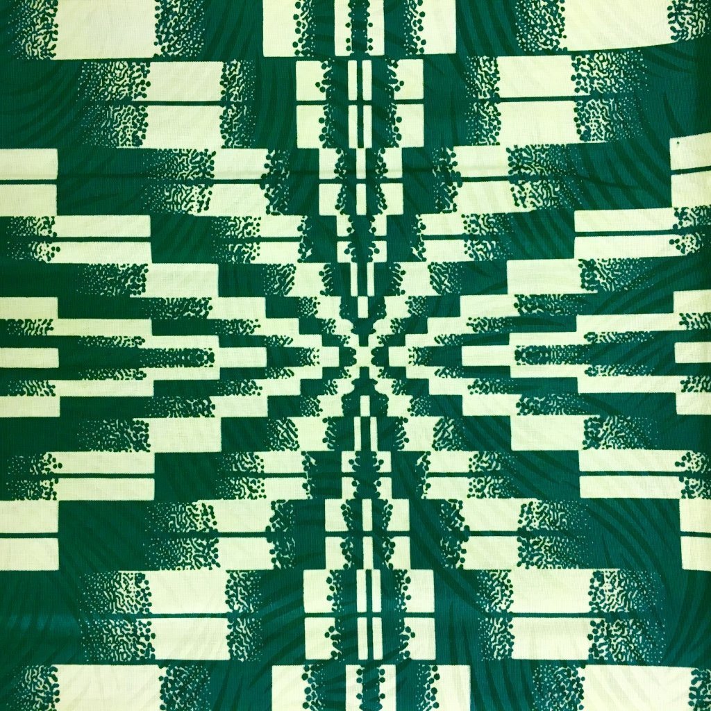 Tissu Wax africain Enduit n°168 Vert clair Motifs africain Vert bouteille