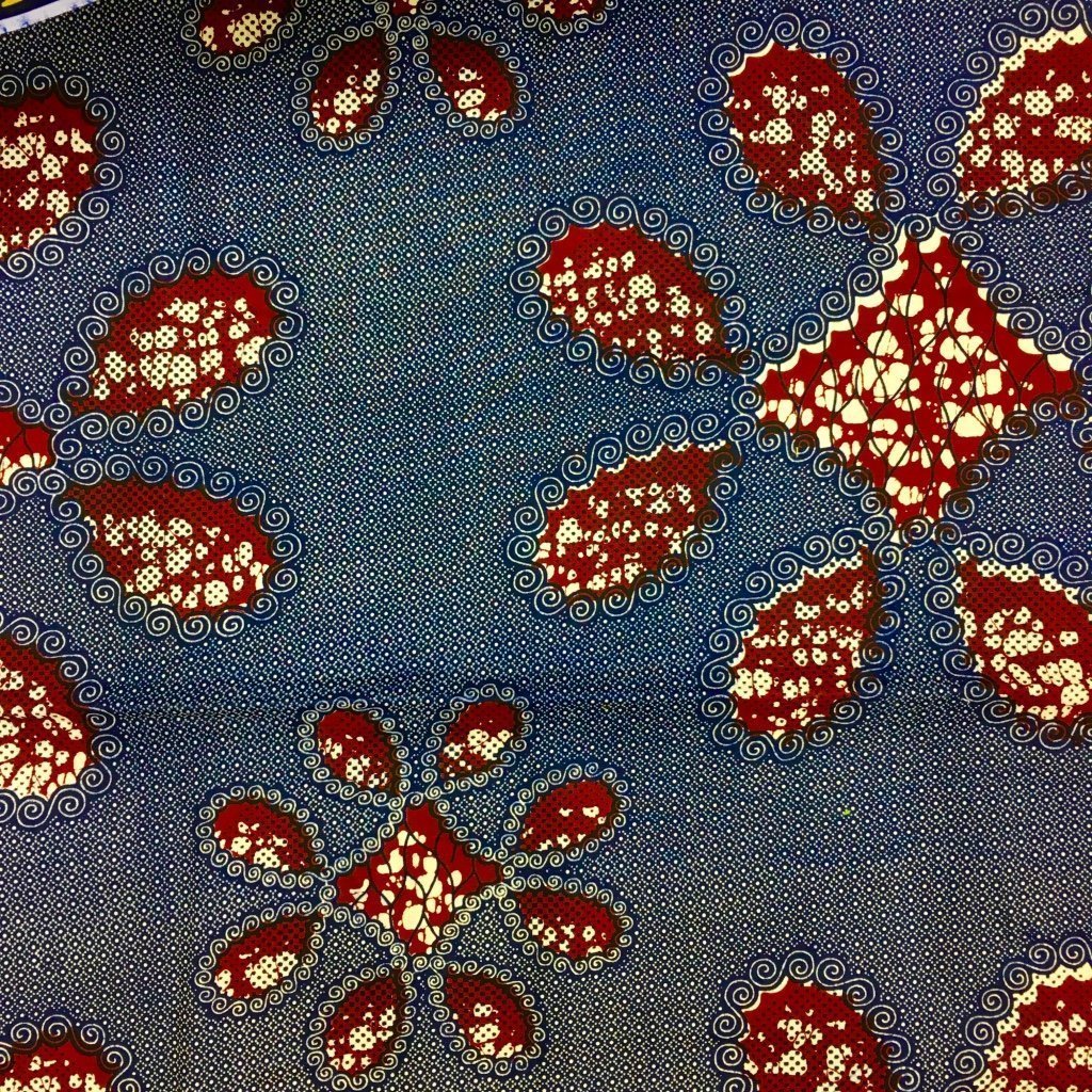 Tissu Wax africain N° 189 Bleu marine Motifs africain Marrons