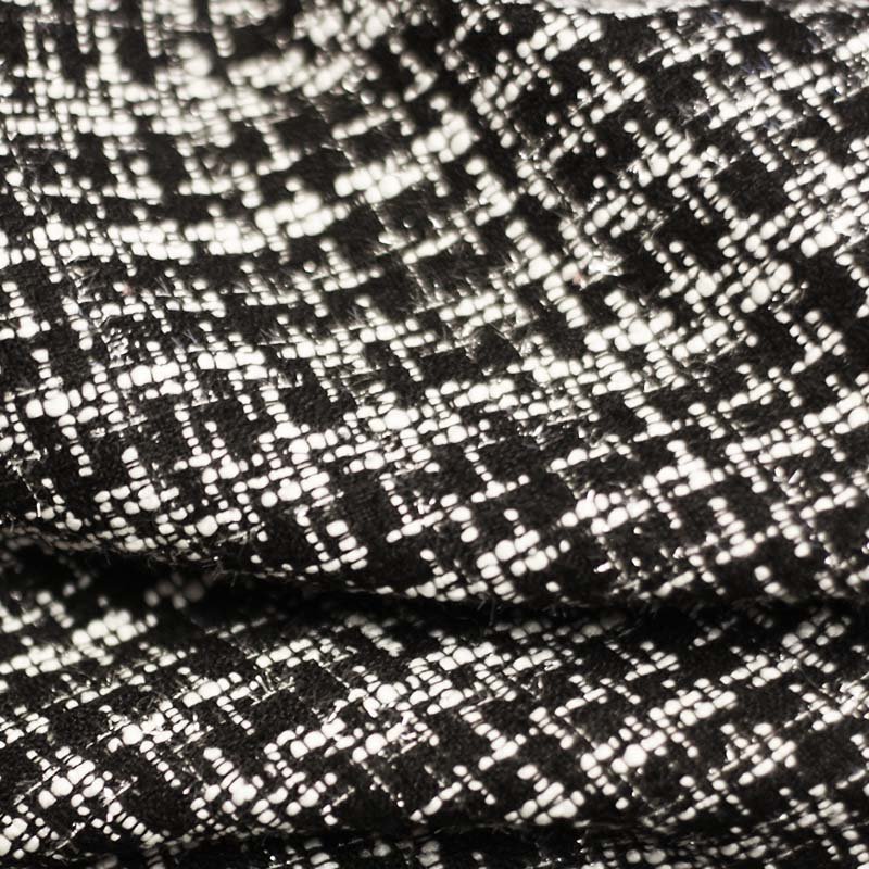 Tissu Tweed Noir avec fils d'argent