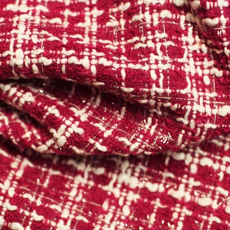 Tissu Tweed Fuschia avec fils d'argent