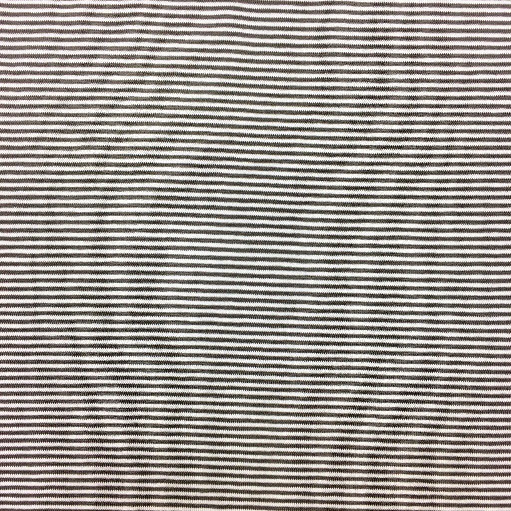 Tissu Jersey Viscose Marinière Rayures fines Taupe et blanc