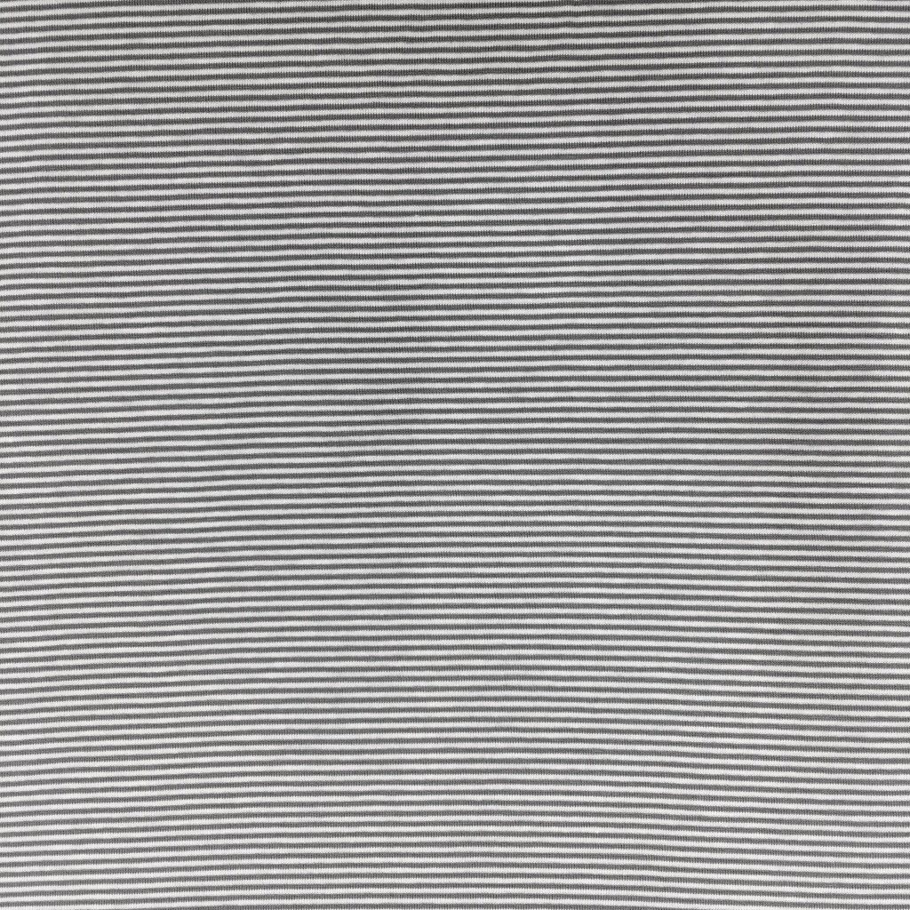 Tissu Jersey Viscose Marinière Rayures fines Gris et blanc