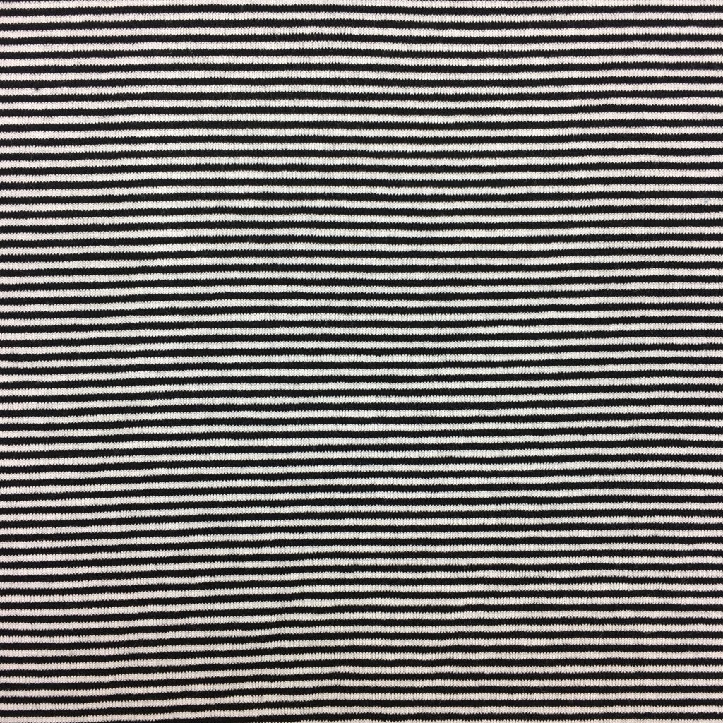 Tissu Jersey Viscose Marinière Rayures fines Noir et blanc