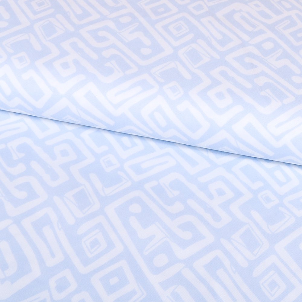 Tissu Denim Stretch Formes géométriques Bleu ciel