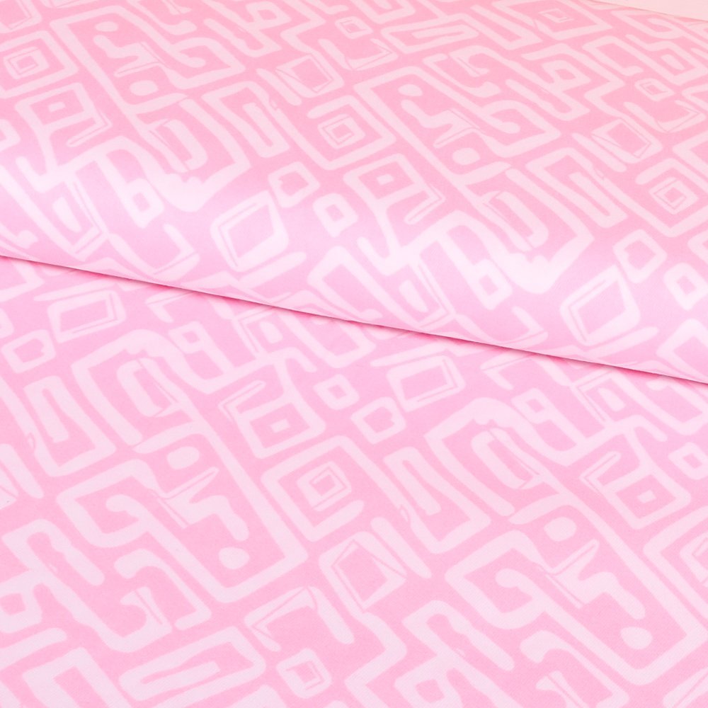 Tissu Denim Stretch Formes géométriques Rose bébé