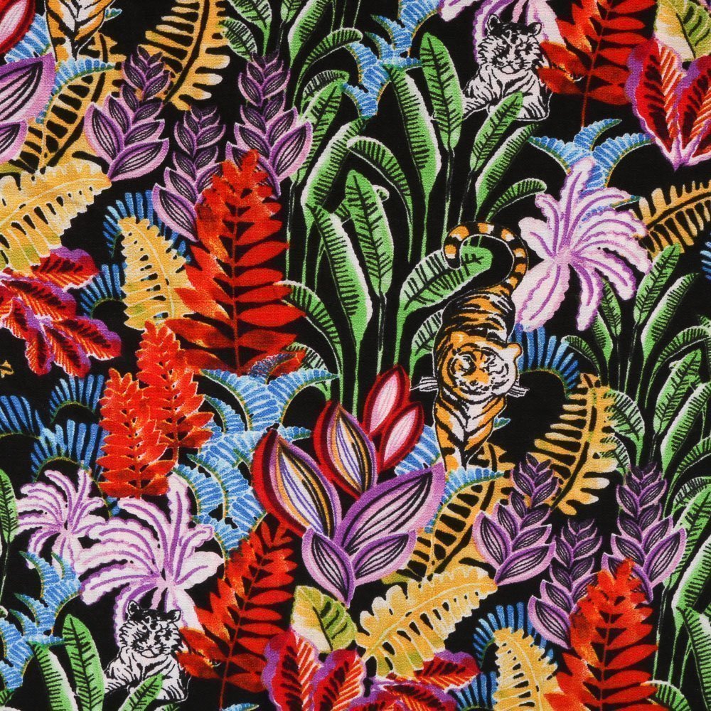 Tissu Crêpe Lourd Jungle Multicolore